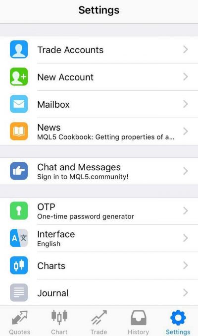 تنظیمات نصب متاتریدر 5 در ios